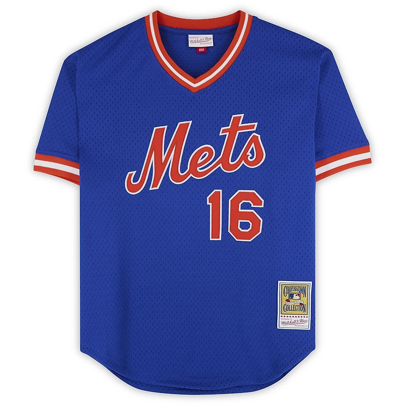 Maillot authentique d'entraînement au bâton Royal Mitchell & Ness 1986 autographié par Dwight Gooden des Mets de New York