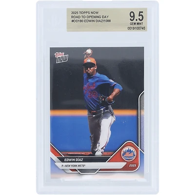 Carte Edwin Díaz des Mets de New York 2025 Topps Now Road to Opening Day #OD-180, authentifiée BGS 9.5