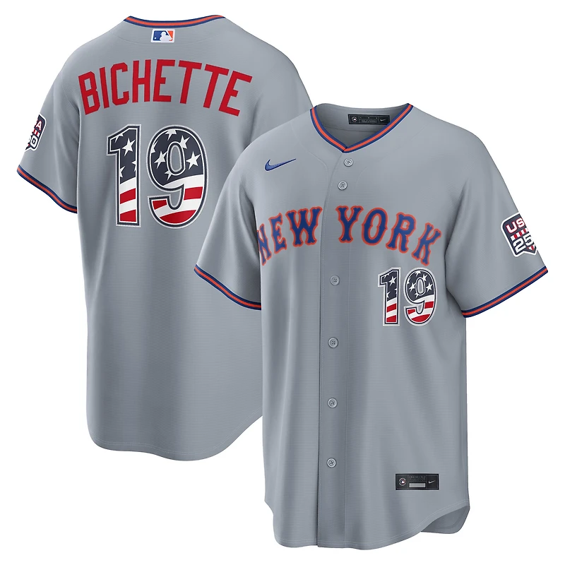 Fourth of July Men's New York Mets Bo Bichette Nike Gray USA 250 Stadium Jersey