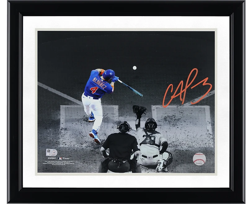 Francisco Alvarez New York Mets Autographed 11" x 14" Swinging Spotlight Photograph - Signed in Orange Ink