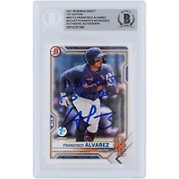 Francisco Alvarez New York Mets Autographed 2021 Bowman Draft #BD-112 Beckett Fanatics Witnessed Authenticated Card with "MLB Debut 9-30-22" Inscription