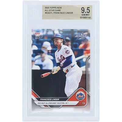 Carte de Francisco Lindor, New York Mets, Topps Now 2025, sélection pour le match des étoiles de la MLB 2025, Ligue nationale, n° ASG-FL, authentifiée BGS 9.5