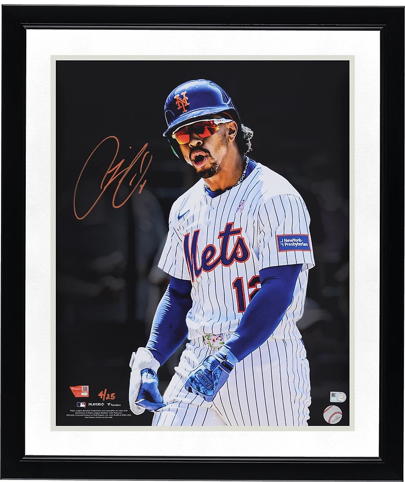 Photo dédicacée de Francisco Lindor (New York Mets) - 40,6 x 50,8 cm (édition limitée à 25 exemplaires)