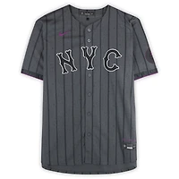 Maillot Nike City Connect Limited noir autographié par Francisco Lindor des Mets de New York