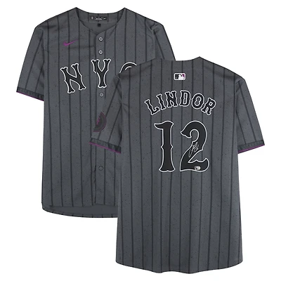 Francisco Lindor New York Mets Autographed Black Nike City Connect Limited Jersey  