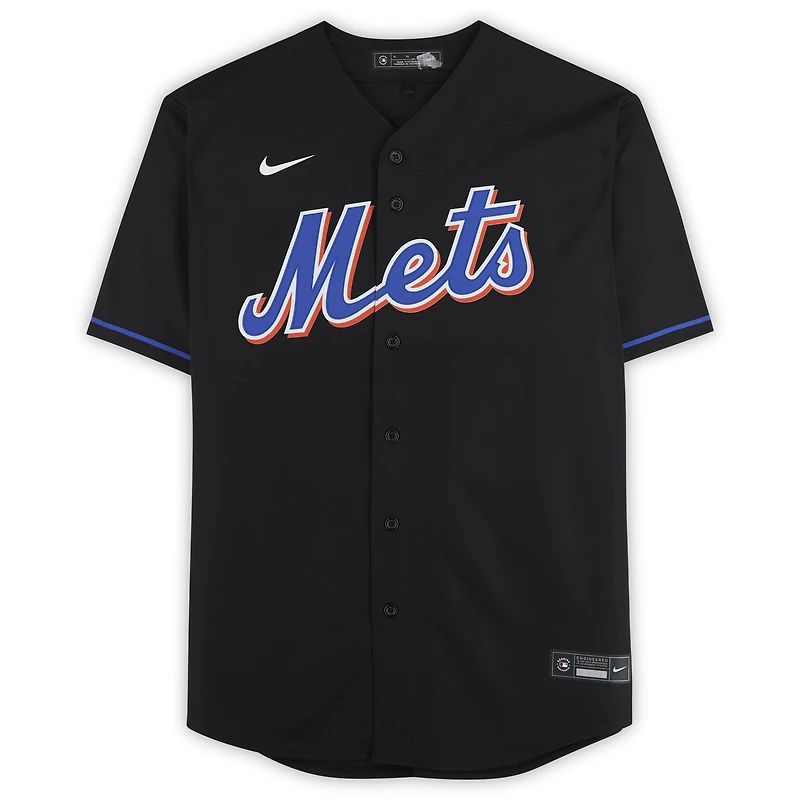 Francisco Lindor New York Mets Autographed Black Nike Replica Jersey  