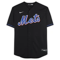 Francisco Lindor New York Mets Autographed Black Nike Replica Jersey  