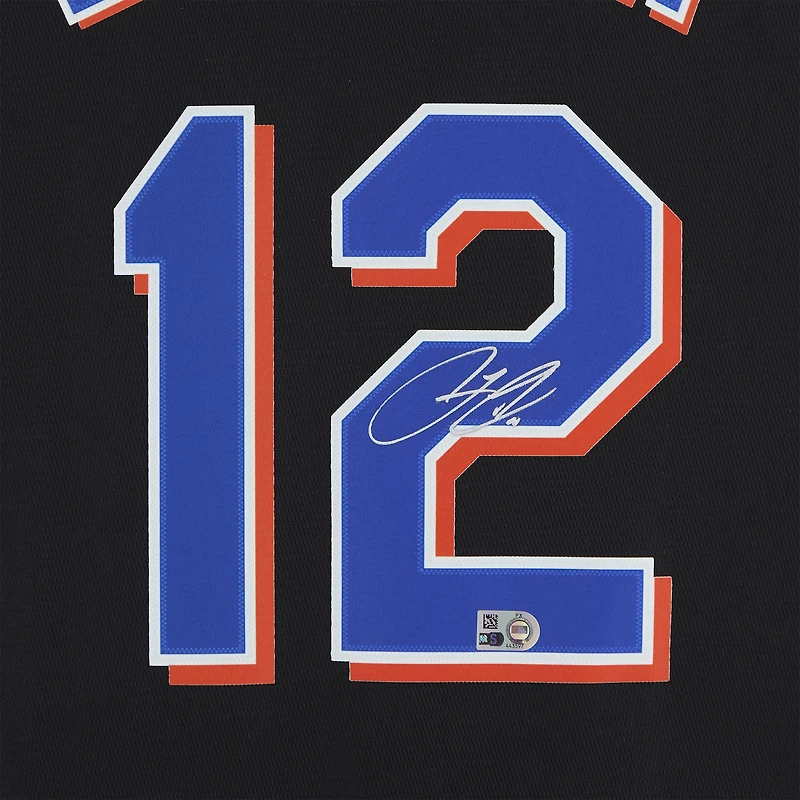 Francisco Lindor New York Mets Autographed Black Nike Replica Jersey  