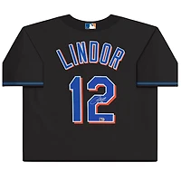 Francisco Lindor New York Mets Autographed Black Nike Replica Jersey  