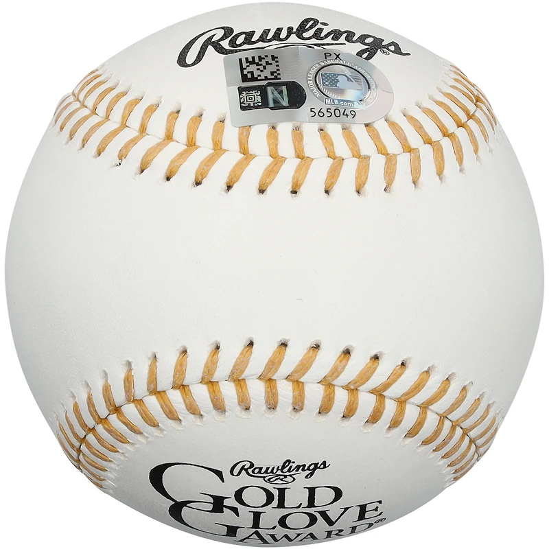 Baseball autographié par Francisco Lindor, des Mets de New York, avec le logo du gant doré