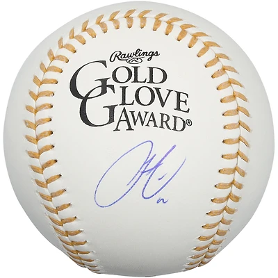 Francisco Lindor New York Mets Autographed Gold Glove Logo Baseball