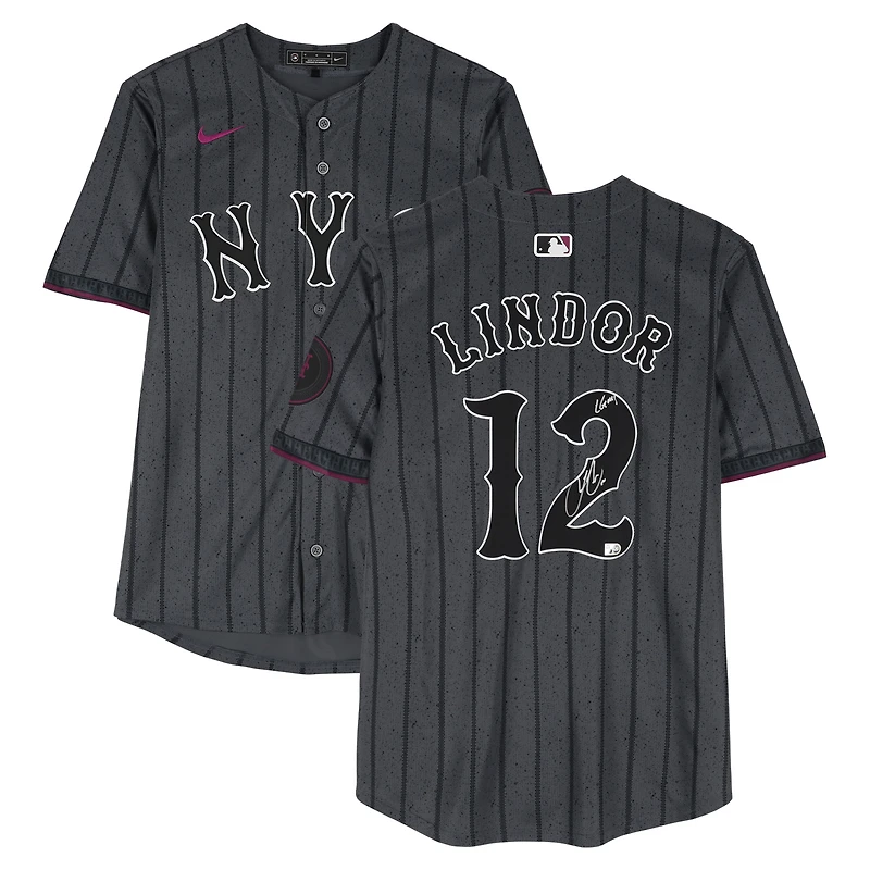Francisco Lindor New York Mets Autographed Graphite Nike City Connect Limited Jersey with "LGM!" Inscription