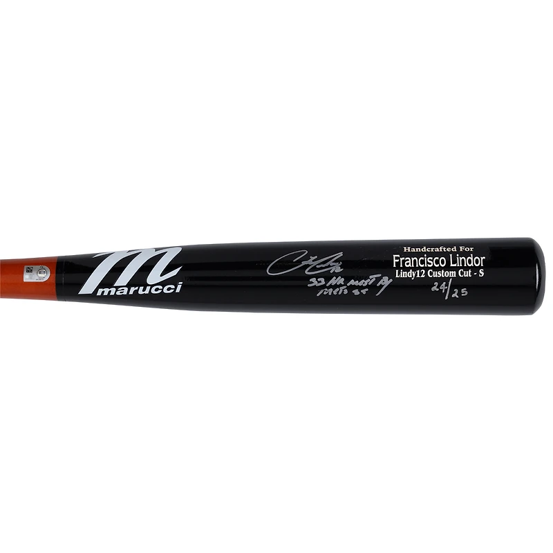 Francisco Lindor New York Mets Autographed Marucci Game Model Bat with "33 HR Most By Mets SS" Inscription - Limited Edition of 25