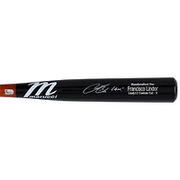 Batte de baseball Marucci autographiée par Francisco Lindor, modèle réduit de match des Mets de New York, avec l'inscription « LGM ! »