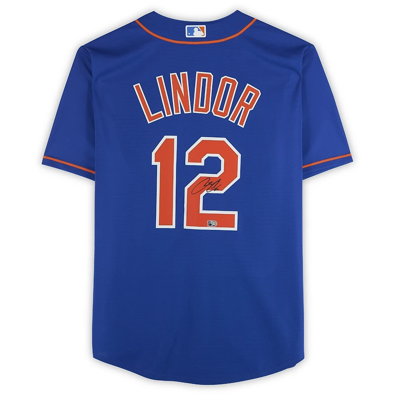 Francisco Lindor New York Mets Autographed Royal Nike Replica Jersey  