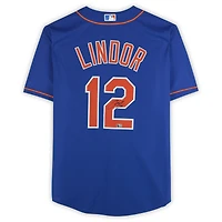Francisco Lindor New York Mets Autographed Royal Nike Replica Jersey  