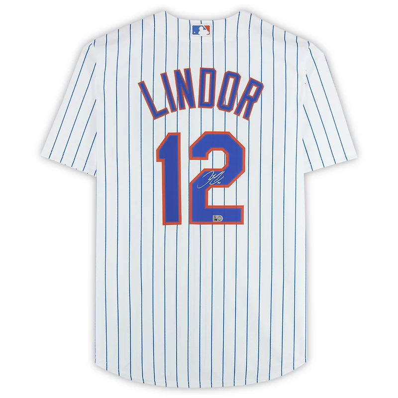 Francisco Lindor New York Mets Autographed White Nike Replica Jersey