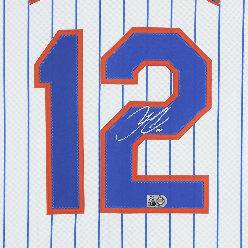 Maillot réplique blanc Nike autographié par Francisco Lindor des Mets de New York