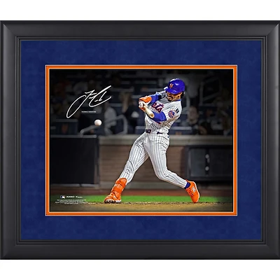 Photographie encadrée de Francisco Lindor, joueur des Mets de New York, avec signature fac-similé (11 x 14 pouces).