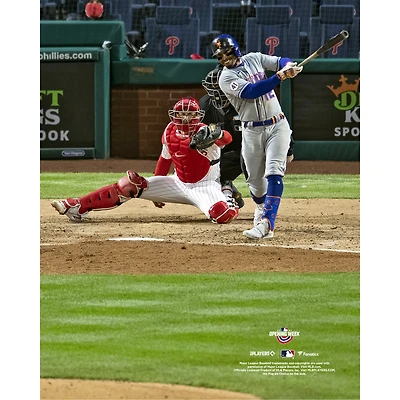 Francisco Lindor New York Mets Unsigned 2021 Opening Week Swinging Photograph