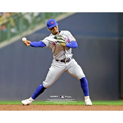 Francisco Lindor New York Mets Unsigned Throwing Out Runner at Second Base Photograph