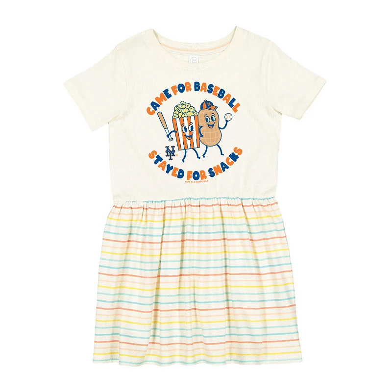 Girls Toddler Soft as a Grape White New York Mets Snack Dress