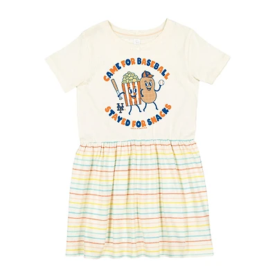 Girls Toddler Soft as a Grape White New York Mets Snack Dress