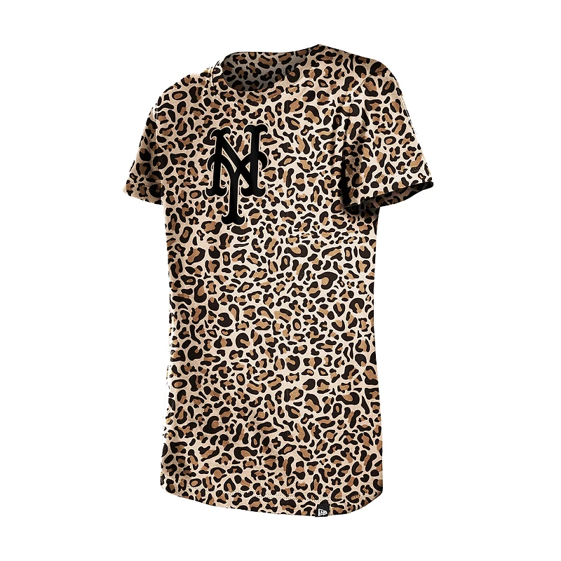 Girls Youth New Era  Brown York Mets Leopard T-Shirt