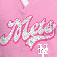 T-shirt raglan col V rose New Era pour jeunes filles, motif « Maman et moi » des Mets de York