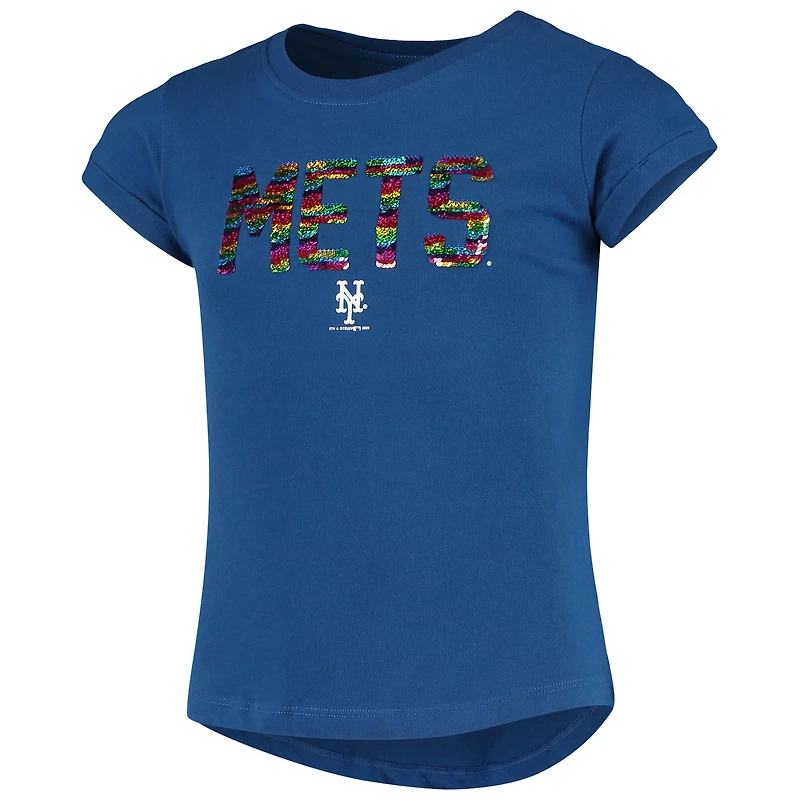 T-shirt à sequins Flip New Era Royal York Mets pour filles