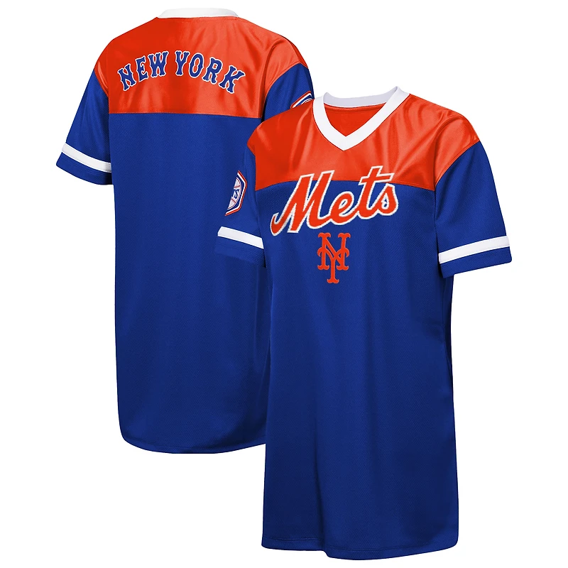 Robe t-shirt à col en V pour jeunes filles Outerstuff Royal New York Mets Big League Cheer