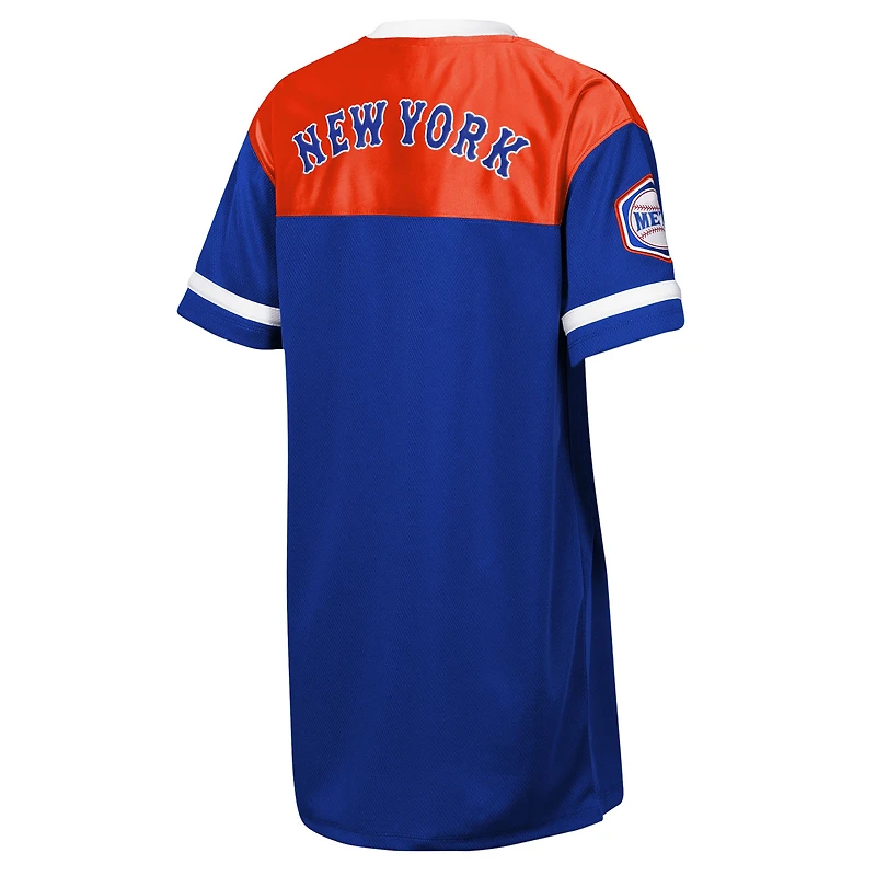 Robe t-shirt à col en V pour jeunes filles Outerstuff Royal New York Mets Big League Cheer