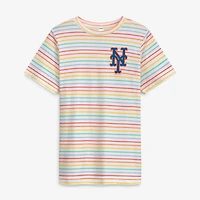 Girls Youth Soft as a Grape  White New York Mets Striped T-Shirt