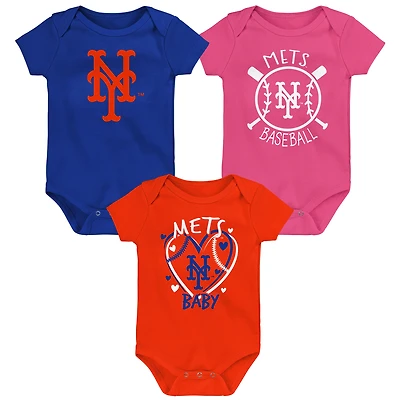 Infant New York Mets Slide Home Three-Pack Bodysuit Set