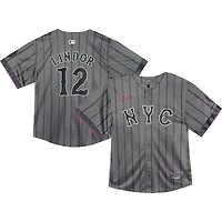 Maillot de joueur Nike Francisco Lindor Graphite New York Mets 2024 City Connect Limited pour bébé