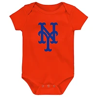 Lot de 3 bodys orange/blanc/gris chiné New York Mets Biggest Little Fan pour bébé