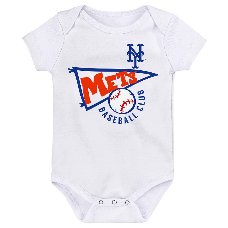 Infant Orange/White/Heather Gray New York Mets Biggest Little Fan 3-Pack Bodysuit Set
