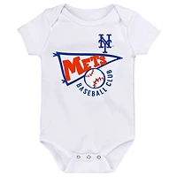 Lot de 3 bodys orange/blanc/gris chiné New York Mets Biggest Little Fan pour bébé