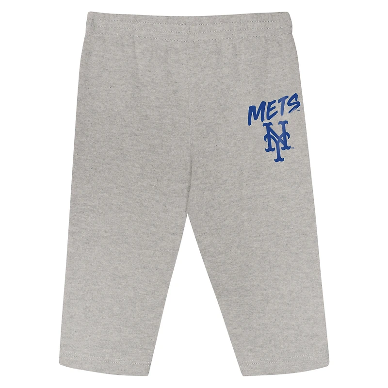 Infant Outerstuff New York Mets Double Down Bodysuit and Pants 3-Piece Set