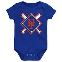 Infant Outerstuff New York Mets Home Plate 3-Piece Bodysuit Set