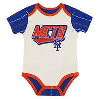 Ensemble body et short Baby Outerstuff blanc/bleu roi New York Mets Lead Run