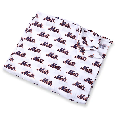 Couverture d'emmaillotage en mousseline 47'' x 47'' pour bébé Three Little Anchors White New York Mets