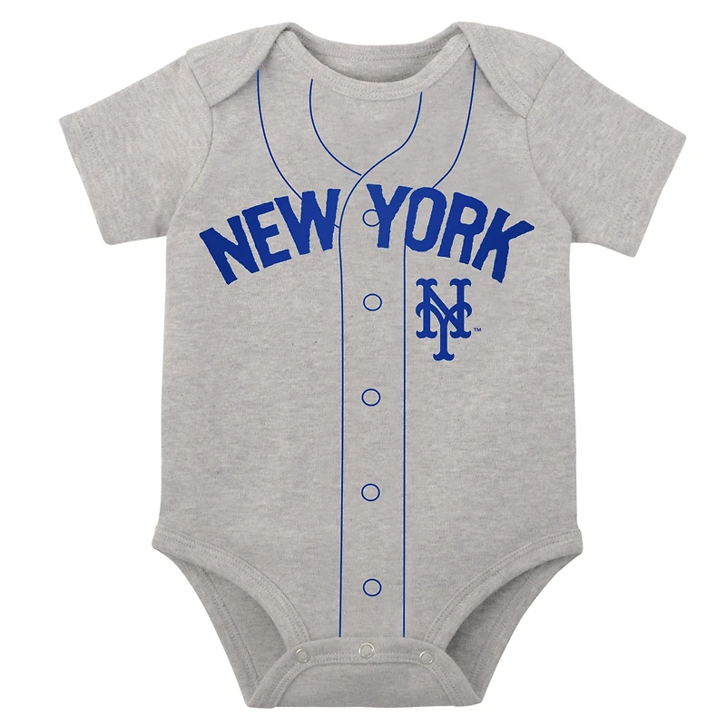 Lot de deux cache-couches Little Slugger des New York Mets pour bébés, blanc/gris chiné