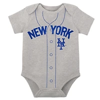Lot de deux cache-couches Little Slugger des New York Mets pour bébés, blanc/gris chiné