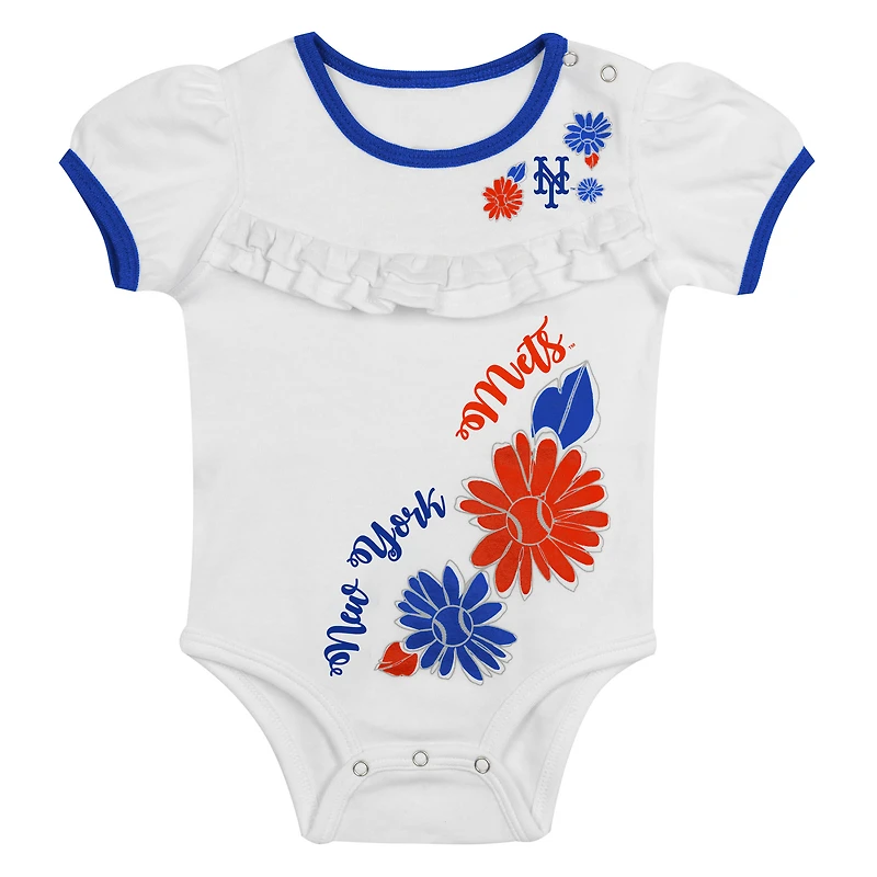 Infant  White New York Mets Sweet Catcher 3-Piece Headband Skirt Set
