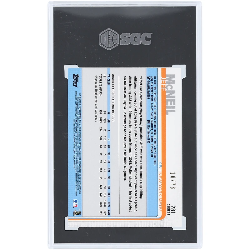 Jeff McNeil New York Mets 2019 Topps Independence Day #281 #16/76 SGC Authenticated 9 Rookie Card