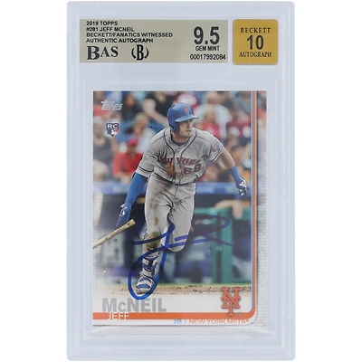 Jeff McNeil New York Mets Autographié 2019 Topps Série 1 #281 Beckett Fanatics Witnessed Authentifié 9.5/10 Carte Rookie