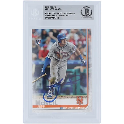 Jeff McNeil New York Mets Autographed 2019 Topps Series 1 #281 Beckett Fanatics Witnessed Authenticated Rookie Card