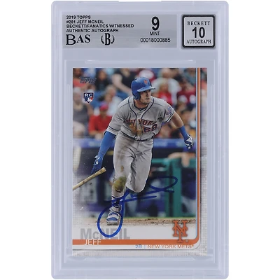 Jeff McNeil New York Mets Autographed 2019 Topps Series One #281 Beckett Fanatics Witnessed Authenticated 9/10 Rookie Card