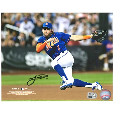 Photo de lancer en saut autographiée par Jeff McNeil, joueur des Mets de New York (8 x 10 pouces).